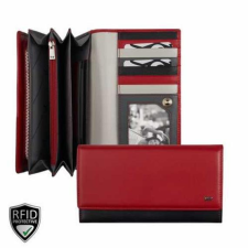  022820 080 Riccardo Ferducci női bőr pénztárca piros-fekete pénztárca