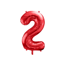 ''2'' számú fólia lufi, 86 cm, piros party kellék