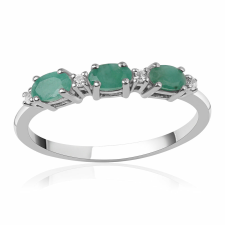  0.9ct Brazil Smaragd Ezüst Gyűrű Fehér Topázzal - ROS1046/54 gyűrű
