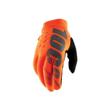 100% Brisker neon narancs/fekete MX Gyerek kesztyű M motoros kesztyű