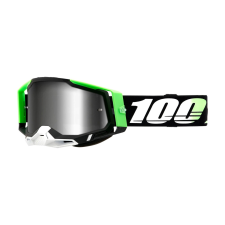100% Motocross szemüveg 100% RACECRAFT 2 Kalkuta zöld-fehér-fekete (ezüst plexi) motoros szemüveg