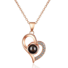 100 nyelven szeretlek nyaklánc – Rosegold szív kövekkel nyaklánc