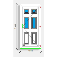  100x210 befelé nyíló üvegezett panelos bejárati ajtó Deceuninck Vision 76 nyílászáró