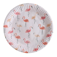  10 darabos papír tányér – Flamingó tányér és evőeszköz