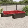  10 db barna polyrattan kerti kanapégarnitúra párnákkal
