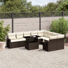  10 részes barna polyrattan kerti ülőgarnitúra párnákkal kerti bútor