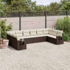  10 részes barna polyrattan kerti ülőgarnitúra párnákkal kerti bútor