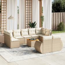 10 részes bézs polyrattan kerti ülőgarnitúra párnával kerti bútor
