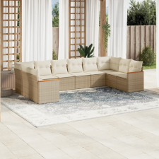 10 részes bézs polyrattan kerti ülőgarnitúra párnával kerti bútor