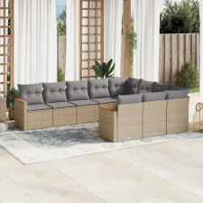  10 részes bézs polyrattan kerti ülőgarnitúra párnával kerti bútor