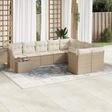  10 részes bézs polyrattan kerti ülőgarnitúra párnával kerti bútor