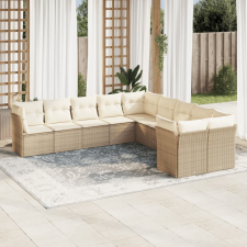 10 részes bézs polyrattan kerti ülőgarnitúra párnával kerti bútor