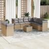  10 részes bézs polyrattan kerti ülőgarnitúra párnával