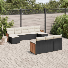  10 részes fekete polyrattan kerti ülőgarnitúra párnákkal kerti bútor
