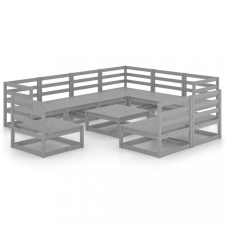  10 részes szürke tömör fenyőfa kerti ülőgarnitúra kerti bútor