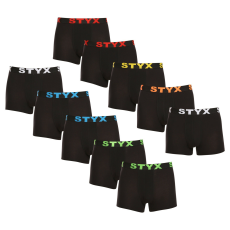  10PACK Férfi boxeralsó Styx sportos gumipánt fekete (10G9601) M