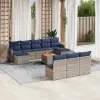  11 db szürke polyrattan kerti kanapégarnitúra párnákkal