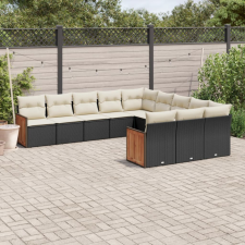 11 részes fekete polyrattan kerti ülőgarnitúra párnákkal kerti bútor