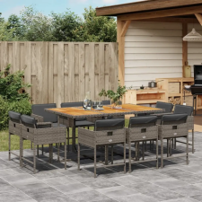  11 részes szürke polyrattan kerti ülőgarnitúra párnákkal kerti bútor