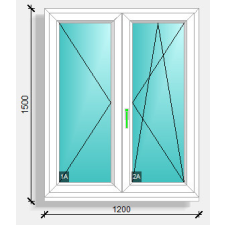  120x150 középen felnyíló váltószárnyas ablak Deceuninck Elegant 76 nyílászáró