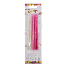  12 darabos születésnapi gyertya – Fehér és rózsaszín gyertya