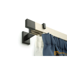  (12 méret) Elegante Alu szatén dupla karnis Matt fekete dupla oldal fali tartóval Matt fekete végzáróval (4méter) karnis, függönyrúd