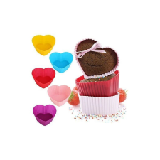 12 részes színes szilikon muffin sütőforma - szív alakú konyhai eszköz