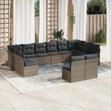 12 részes szürke polyrattan kerti ülőgarnitúra párnákkal kerti bútor