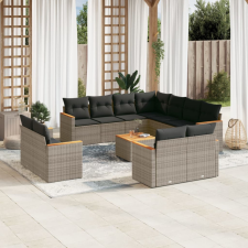 12 részes szürke polyrattan kerti ülőgarnitúra párnákkal kerti bútor