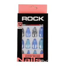 12 ROCK hamis körmöt tartalmazó készlet ragasztóval, 01 Animal Print tip