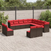  13 db barna polyrattan kerti kanapégarnitúra párnákkal