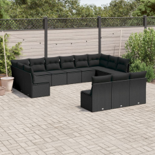 13 részes fekete polyrattan kerti ülőgarnitúra párnákkal kerti bútor