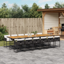 13 részes fekete polyrattan kerti ülőgarnitúra párnákkal kerti bútor