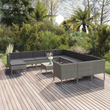 13 részes szürke polyrattan kerti ülőgarnitúra párnákkal kerti bútor