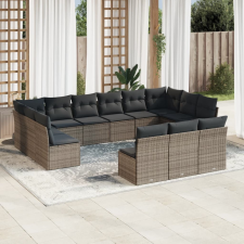 13 részes szürke polyrattan kerti ülőgarnitúra párnákkal kerti bútor