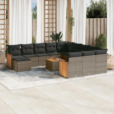  13 részes szürke polyrattan kerti ülőgarnitúra párnákkal kerti bútor