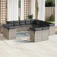  13 részes szürke polyrattan kerti ülőgarnitúra párnákkal kerti bútor