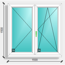  150x150 középen felnyíló váltószárnyas ablak Deceuninck Elegant 76 nyílászáró