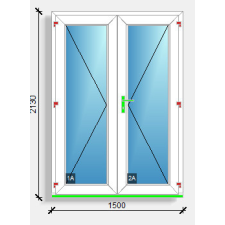  150x210 befelé nyíló tele üveges kétszárnyú bejárati ajtó Rehau Deceuninck Vision 76 nyílászáró