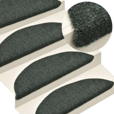  15 db zöld tűlyukasztott öntapadó lépcsőszőnyeg 56 x 17 x 3 cm lakástextília