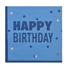 16 darabos papír szalvéta – Happy Birthday – Kék mintás szalvéta
