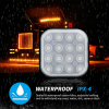  16 LED-es négyzet alakú stroboszkóp - E-jeles - 12/24V IPX4 Waterproof