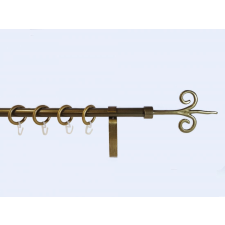 16 mm Ø Kecskemét függönykarnis szett, 1 soros, bronz, lapostartóval (140 cm) karnis, függönyrúd
