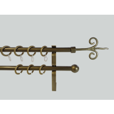 16 mm Ø Kecskemét karnis szett, 2 soros, bronz, lapostartóval (200 cm) karnis, függönyrúd