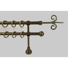  16 mm Ø Kecskemét karnis szett, 2 soros, bronz, nyitott tartóval karnis, függönyrúd