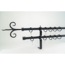 16 mm Ø Kecskemét karnis szett, 2 soros, fekete, lapostartóval (160 cm) karnis, függönyrúd