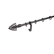 16 mm Ø Pápa függönykarnis szett, 1 soros, fekete, lapostartóval (300 cm) karnis, függönyrúd