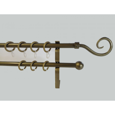 16 mm Ø Sopron karnis szett, 2 soros, bronz, lapostartóval (240 cm) karnis, függönyrúd