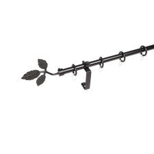 16 mm Ø Tata függönykarnis szett, 1 soros, fekete, lapostartóval (120 cm) karnis, függönyrúd
