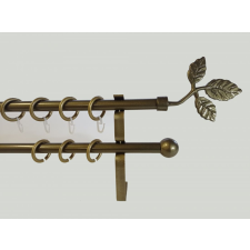 16 mm Ø Tata karnis szett, 2 soros, bronz, lapostartóval (220 cm) karnis, függönyrúd